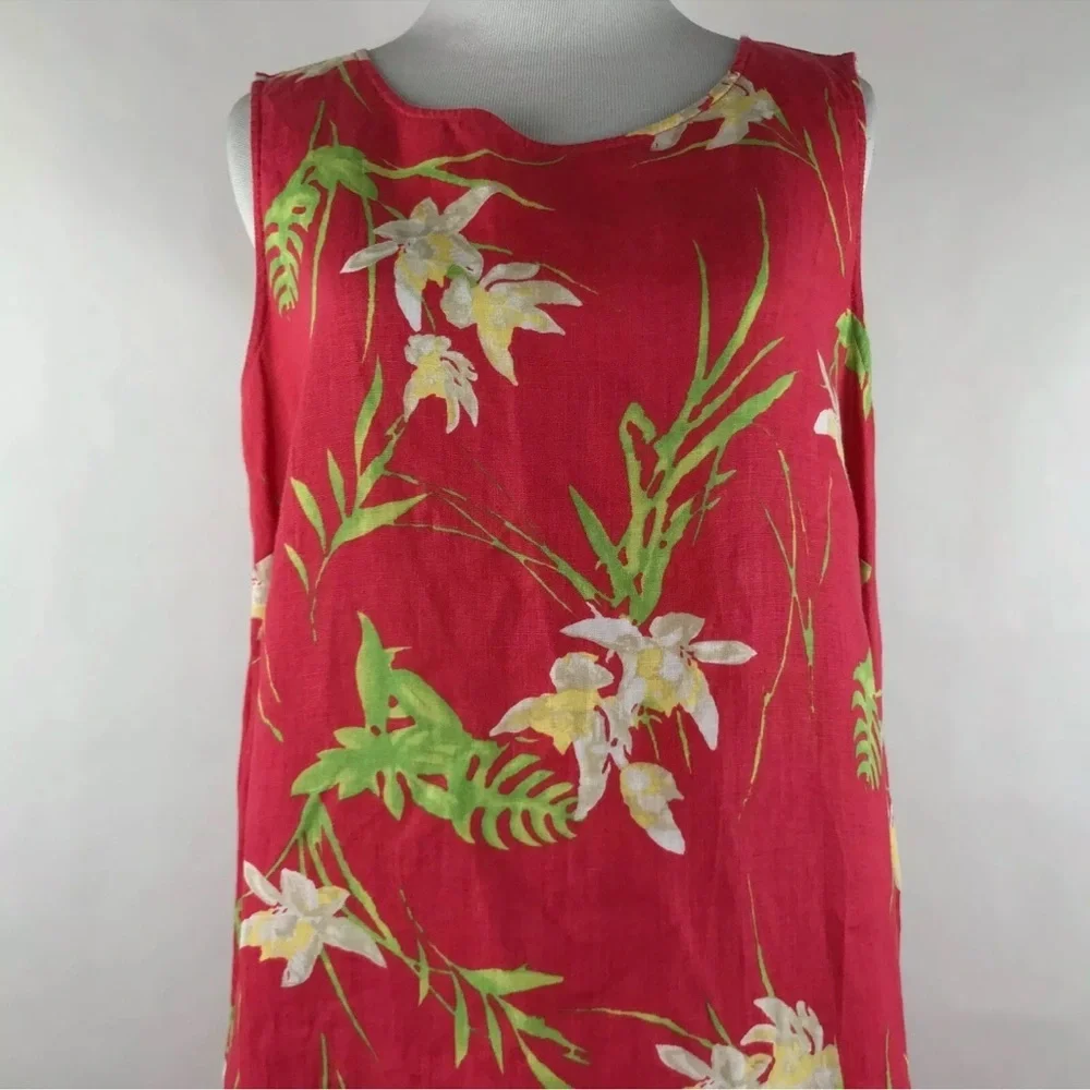 JM Collection by Jennifer Moore Women Linen Floral Maxi Dress. Size 14.